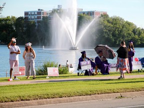 Students from St. Thomas Aquinas, Beaver Brae and Bimose Community High School lined the greenbelt on Lakeview Drive as people drove by and honked in support of Kenora's graduates amid the COVID-19 pandemic on Wednesday, June 24..