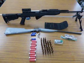 Stratford police seized guns, ammunition and other weapons, and charged a Stratford resident with 22 firearms-related offences following the search of a Stratford residence on Wednesday. Submitted photo