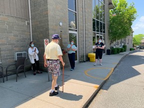 An 85-year-old resident of the retirement portion of Anson Place in Hagersville, took the inaugural walk in the facility's new outdoor walking program, a positive development at a home where 27 people have died of COVID-19.