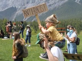 Canmore local Black, Indigenous, and People of Colour (BIPOC) community and BIPOC communities vigil took place in Canmore on June 5. People brought signs and a peaceful march from Riverside Park on the road through downtown to Centennial Park took place. Photo Marie Conboy/ Postmedia.