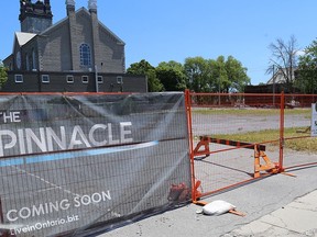There has been no movement on development of The Pinnacle, a planned $50 million six storey, 110 condominium project located at the corner of Pinnacle and Bridge Streets on the site of the former Quinte Hotel, which burnt down in December of 2012.
TIM MEEKS
