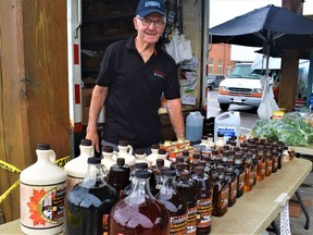 Clifford Foster, owner of Fosterholm Farms in Prince Edward County, said it was good to return to the Belleville FarmersÕ Market on its opening day this year which has been a family tradition since the 1930s. DEREK BALDWIN