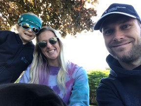 Hope Jennions, 6, who lives with cystic fibrosis, wore her shades and green bandana as she participated in a virtual fundraising walk on Sunday. Submitted