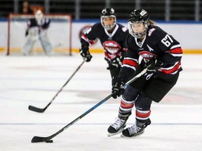 Burford native Emma Woods has spent the past three seasons playing overseas in the Canadian Women's Hockey League for Shenzhen KRS Vanke Rays (pictured) and in the Swedish Women's Hockey League (SDHL) for Leksands IF.