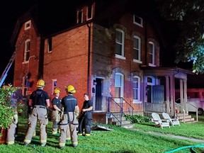 Brantford firefighters rescued a man from the roof of a four-unit apartment building at 102 Park Ave. after a fire early Tuesday morning.