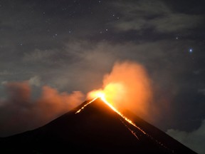 The Pacaya volcano, seen from Rodeo village in San Vicente Pacaya municipality, about 45 kilometres south of Guatemala City, erupts on June 20.