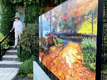 The natural verdure of Pam Warren Mckinnon's Water Street home blended with her paintings. (RONALD ZAJAC/The Recorder and Times)