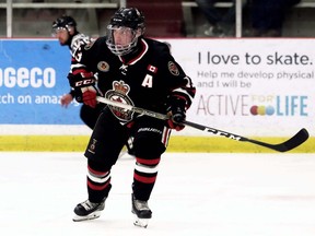 Sarnia Legionnaires' Joseph Ferrera (13) plays against the Chatham Maroons in the third period at Chatham Memorial Arena in Chatham, Ont., on Sunday, Oct. 27, 2019. Mark Malone/Chatham Daily News/Postmedia Network