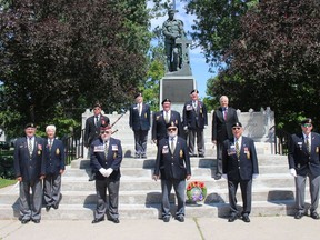 Legion members and MPP Jim McDonell at the conclusion of the 76th anniversary of D-Day ceremony in Cornwall, on Saturday morning. Photo  on Saturday, June 6, 2020, in Cornwall, Ont. Todd Hambleton/Cornwall Standard-Freeholder/Postmedia Network