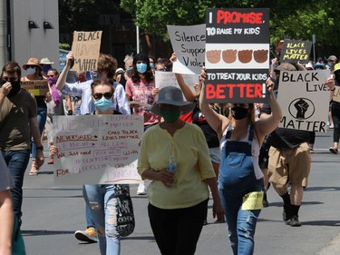 The protest underway just south of city hall. Photo on Saturday, June 6, 2020, in Cornwall, Ont. Todd Hambleton/Cornwall Standard-Freeholder/Postmedia Network