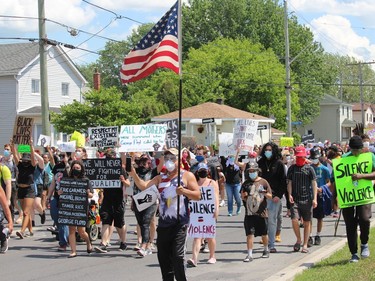 The protest just south of Ninth St. Photo on Saturday, June 6, 2020, in Cornwall, Ont. Todd Hambleton/Cornwall Standard-Freeholder/Postmedia Network