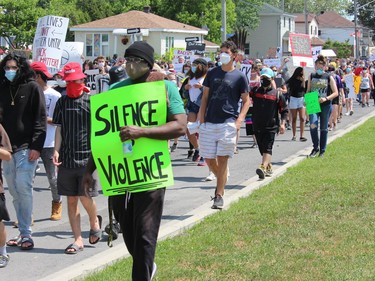 The protest just south of Ninth St. Photo on Saturday, June 6, 2020, in Cornwall, Ont. Todd Hambleton/Cornwall Standard-Freeholder/Postmedia Network