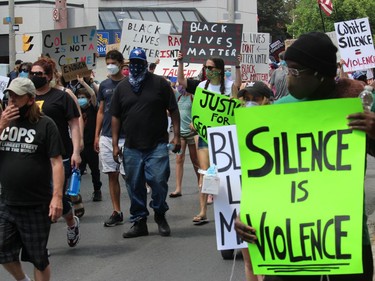 Some in the gathering early on in the protest walk. Photo on Saturday, June 6, 2020, in Cornwall, Ont. Todd Hambleton/Cornwall Standard-Freeholder/Postmedia Network