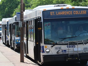 Cornwall Transit buses getting ready to roll out of the downtown connection area at quarter to the hour on Wednesday afternoon. Photo on Wednesday, June 10, 2020, in Cornwall, Ont. Todd Hambleton/Cornwall Standard-Freeholder/Postmedia Network
