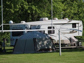 One of just a few camping setups so far, at the McLaren Campground, near the west end of the Long Sault Parkway. Photo on Monday, June 15, 2020, in Cornwall, Ont. Todd Hambleton/Cornwall Standard-Freeholder/Postmedia Network