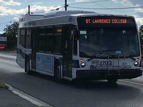 A Cornwall Transit bus seen on Thursday June 25, 2020, in Cornwall, Ont. Joshua Santos/Cornwall Standard-Freeholder/Postmedia Network