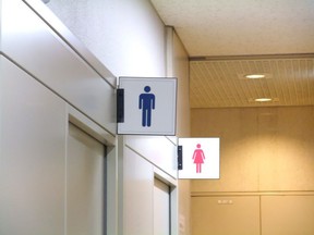 Men's toilet and women's toilet. Handout