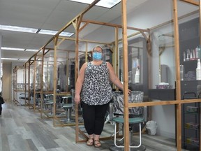 Megan Gillespie, owner of Creative Hairstyling, at her salon in downtown Owen Sound. Gillespie has made many changes to her business in preparation for reopening, which will happen Saturday as part of the province's Stage 2 reopening.