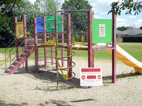 The play structure at Little Steps Daycare in Brockville is closed as is the daycare itself. Wayne Lowrie/Recorder and Times