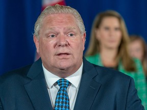 Ontario Premier Doug Ford answers questions at the daily COVID-19 briefing at Queen's Park in Toronto on Monday June 29, 2020.