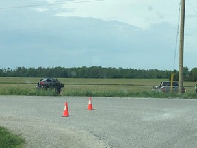 A fatal collision involving two pick-up trucks at Perth Line 44 at Road 180. (OPP Twitter)