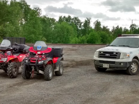 Greater Sudbury Police officers have rescued a family on an ATV that became stranded. Police handout