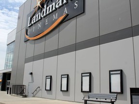 A Landmark Cinemas theatre in Fort McMurray displays no film posters on Friday, Jun. 14, 2020. Photo by Laura Beamish/Postmedia.