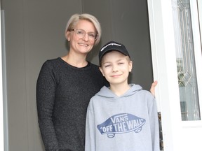 Noelle Bunten and her son, Cael, at their Fort McMurray home on June 4, 2020. Vincent McDermott/Fort McMurray Today/Postmedia Network