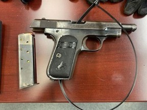 A loaded handgun seized by Ontario Provincial Police on Tuesday. (Supplied Photo)