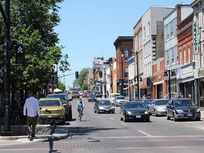 The south lane of Princess Street, left, will be closed while the north lane will remain open as part of the Love Kingston Marketplace downtown revitalization initiative beginning next week. (Matt Scace/For The Whig-Standard)