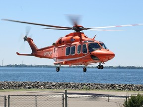 An Ornge helicopter air ambulance takes off from the helicopter pad at the Kingston Health Sciences Centre on Wednesday June 17,  2020.
