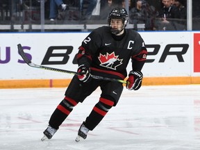 Shane Wright of the Kingston Frontenacs played for Canada Black at the U17 World Hockey Challenge 2019 in Medicine Hat, Alta., and Swift Current, Sask., in November 2019. (Matthew Murnaghan/Hockey Canada)