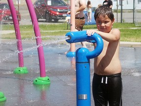 Seven year-old Jayden Orr was one of a number of kids that had fun Sunday at the Kirkland Lake Splash Park.