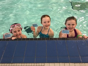The return of swimming at the KL Community Complex is welcomed news to all Kirkland Lakers, especially youngsters such as this trio who passed their swmming lessons at the start of the year.