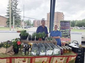 Soloman and Rhoda Housser from Shalom Farms at the Kirkland Lake Food Market.