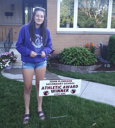 Kerrigan Jacques is the co-winner of the 2019-20 most outstanding female athlete award at John McGregor Secondary School in Chatham, Ont. (Contributed Photo)