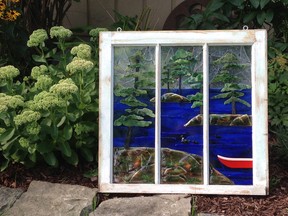 Artfest Kingston features an online shopping store where you can browse and buy products you would normally find in person, like the window artwork by Out of Ruins, shown above.