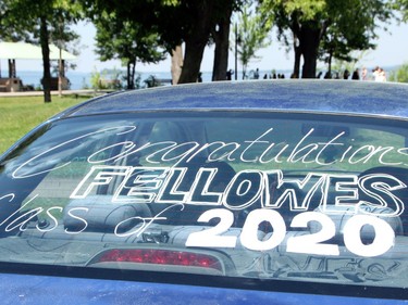 Vehicles parked at the Pembroke Marina June 20 shared congratulatory messages for members of the Class of 2020 at Fellowes High School.