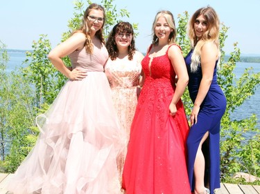 Fellowes graduates (from left) Hannah Demont, Bailey Mandryk, Paige Neuman and Madison Mutlow posed for prom photos at the Pembroke Marina on June 20.