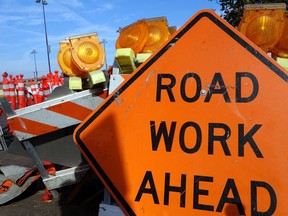 traffic barricades and road work ahead sign

Not Released (NR)