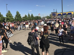 Hundreds of protesters in the city's second Black Lives Matter march in the space of a week briefly closed Wayne Gretzky Parkway as they walked to the Brantford Police station and back to a staging area in the parking lot of Lowe's on Henry Street.