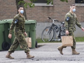Members of the Canadian Armed Forces are shown at Residence Yvon-Brunet, a long-term care home in Montreal, Saturday, May 16, 2020. Members of the Canadian Armed Forces working inside long-term care homes could find themselves testifying about the state of those facilities in relation to lawsuits against the institutions. THE CANADIAN PRESS/Graham Hughes