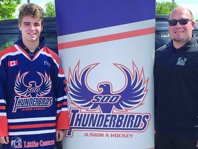 Soo Thunderbirds rookie forward Ty Zachary, with new head coach Denny Lambert.