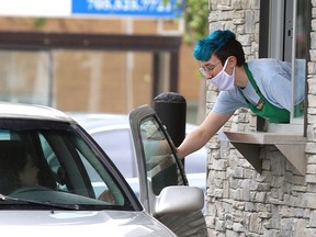 Starbucks location on Barrydowne Road on June 11. The company is now offering curbside pickup service in many of its stores, including in Sudbury.