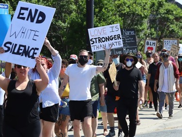 Hundreds of people march in the Black Lives Matter: Juneteenth Racial Injustice Rally in Sudbury, Ont. on Friday June 19, 2020. John Lappa/Sudbury Star/Postmedia Network