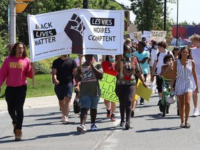 Hundreds of people march in the Black Lives Matter: Juneteenth Racial Injustice Rally in Sudbury in this file photo.