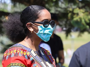 A participant takes part in the Black Lives Matter: Juneteenth Racial Injustice Rally at Bell Park in Sudbury, Ont. on Friday June 19, 2020. John Lappa/Sudbury Star/Postmedia Network