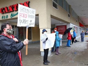 Protesters demand better care for seniors at a June 24 rally organized by the Sudbury chapter of the Ontario Health Coalition. The same group will be holding more rallies tomorrow (Thursday) outside the Rainbow Centre and on Barrydowne Road.