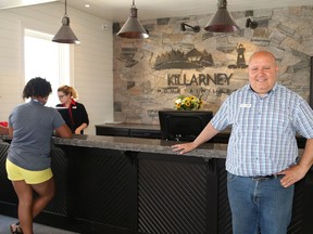 Kelly McAree, general manager of Killarney Mountain Lodge, shows off the new reception area of the lodge in 2016.