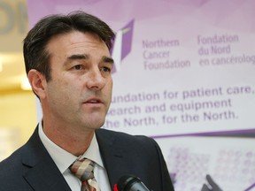 Mark Hartman, senior vice-president at Health Sciences North, speaks at the cancer centre in 2015.